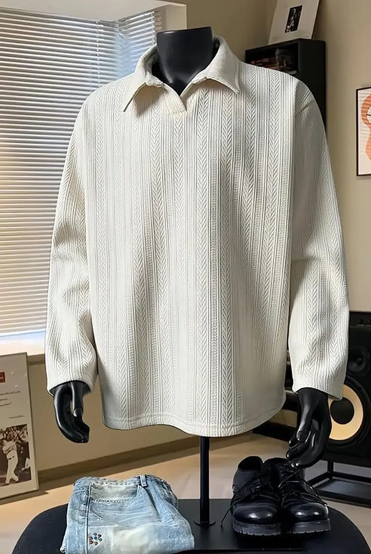 Textured Knit Polo Shirt with a Relaxed Casual Fit