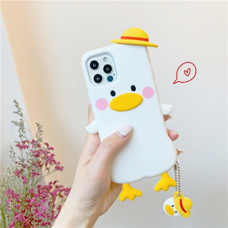 3D Cute Duck Phone Case with Keyring