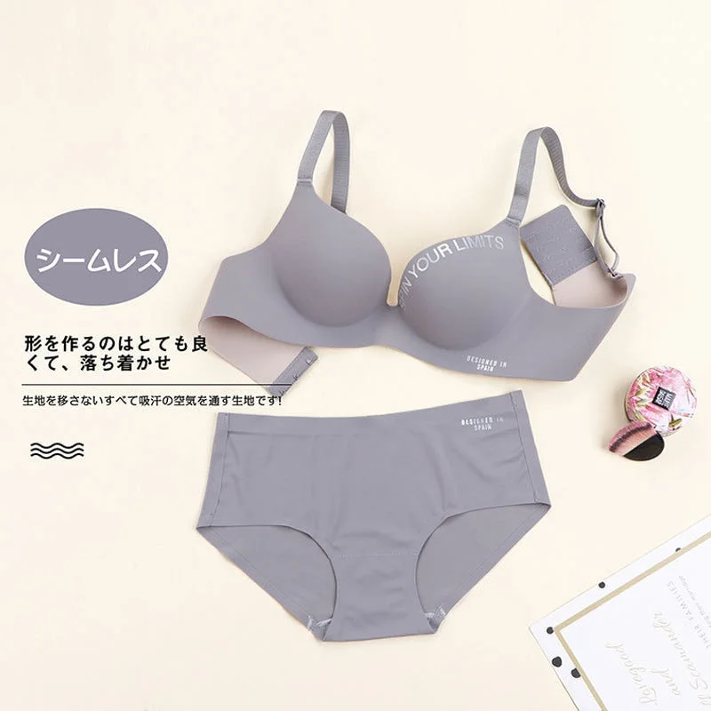 Women's Cotton Bra Sexy Letter Underwear Fashion Push Up Comfort Brassiere One Piece Seamless Underwear Female Sexy Lingerie
