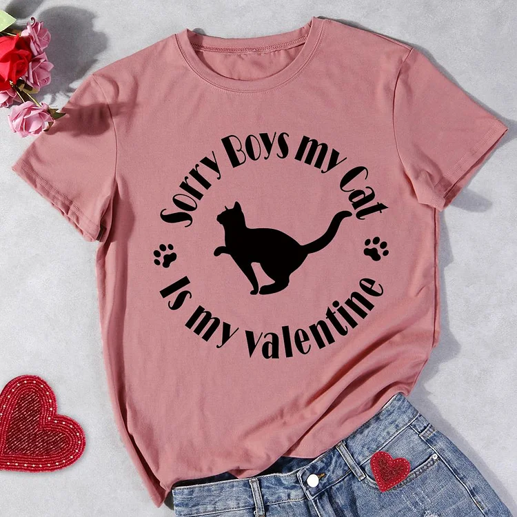 Sorry boys my cat is my valentine  T-Shirt-011754-Annaletters