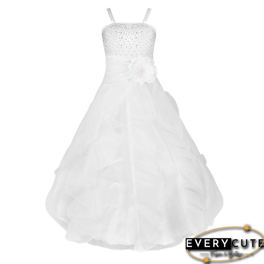 Girls Sleeveless Organza Dress Birthday Wedding Party Princess Prom Dresses