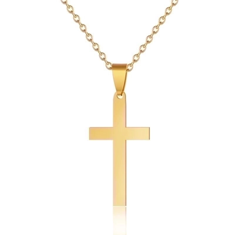 Stainless Steel 18K Gold Plated Modern Style Minimalist Plating Cross None Pendant Necklace Long Necklace
