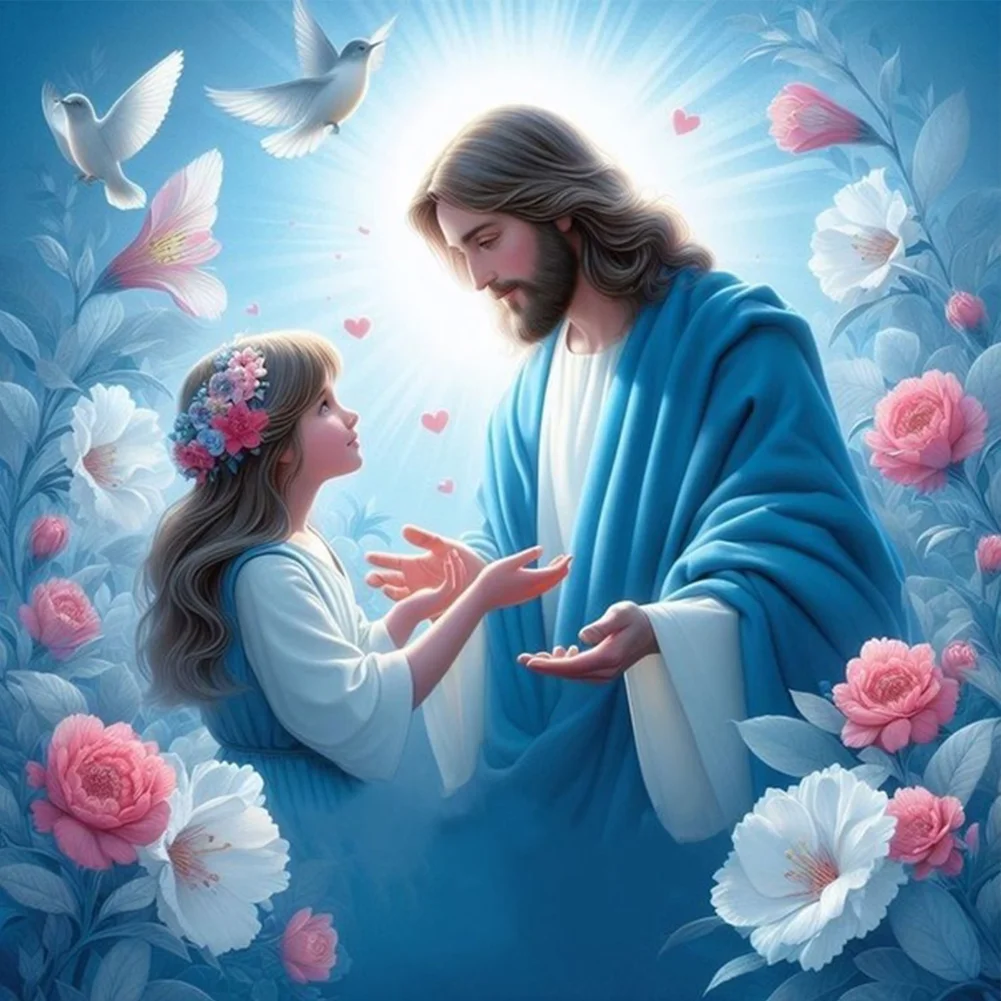 Full Round Diamond Painting - Jesus and Girl(Canvas|40*40cm)