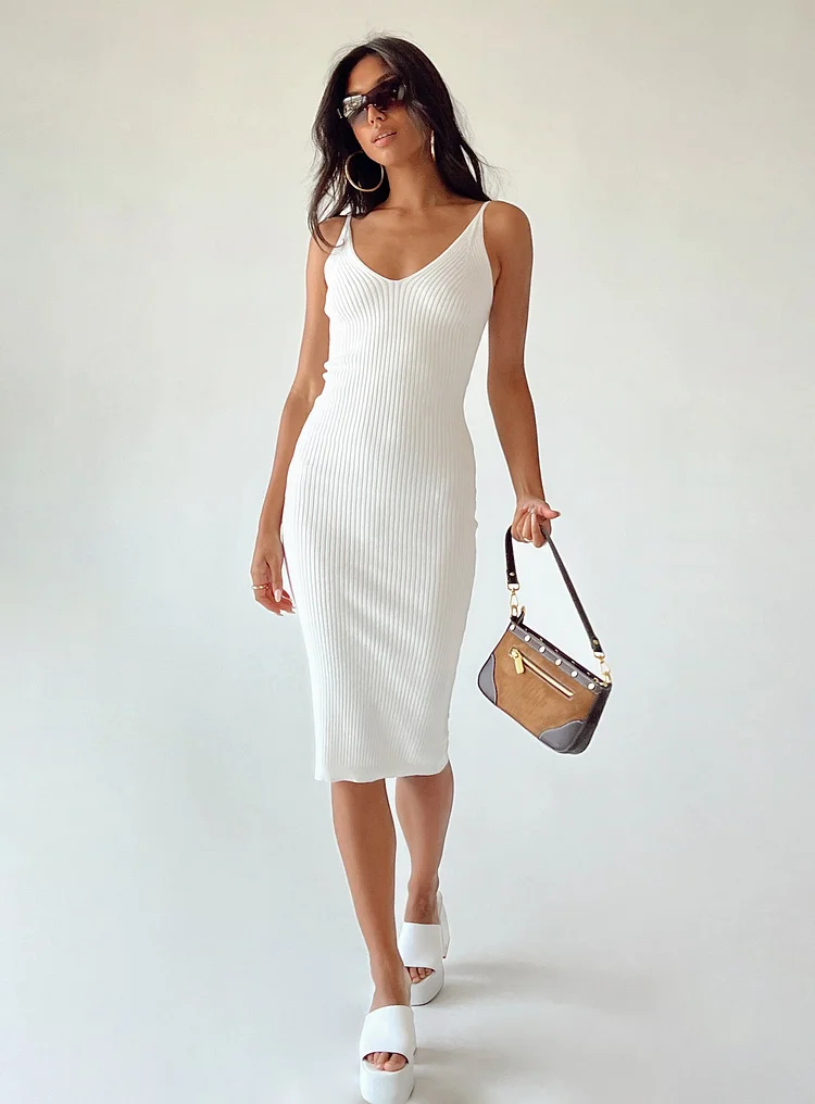 Oxford Midi Dress White