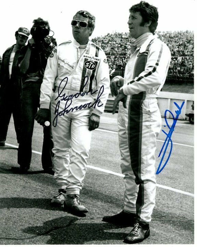 Mario andretti and gordon johncock signed autographed Photo Poster painting