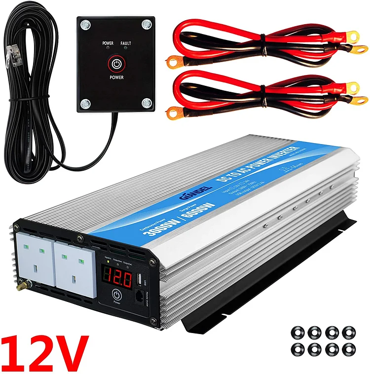 Power Inverter 12V 220V Pure Sine Wave 1000W Power Inverter 230V 240V Pure  Sine Wave with Remote Control with AC Outlets & 2.4A USB Port for RV Car