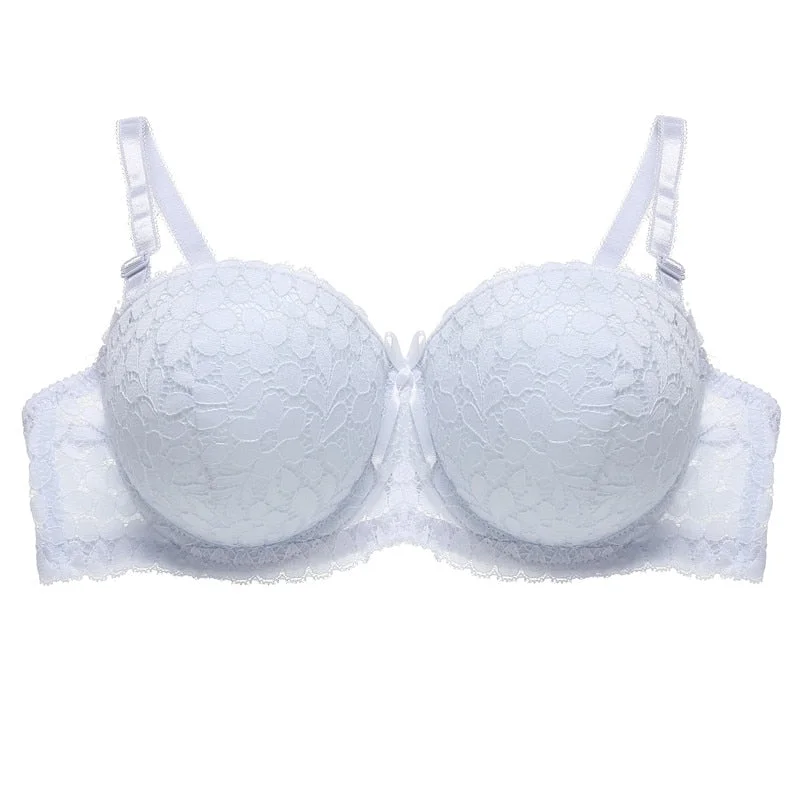 Lace Super Push Up Bra For Women Underwire Brassiere Floral Bra Underwear Sexy Ladies Bras Lingerie Thick Intimates Half Cup