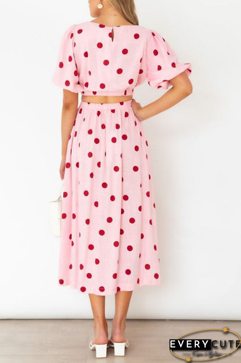 Polka Dot Puff Sleeve Maxi Skirts Set