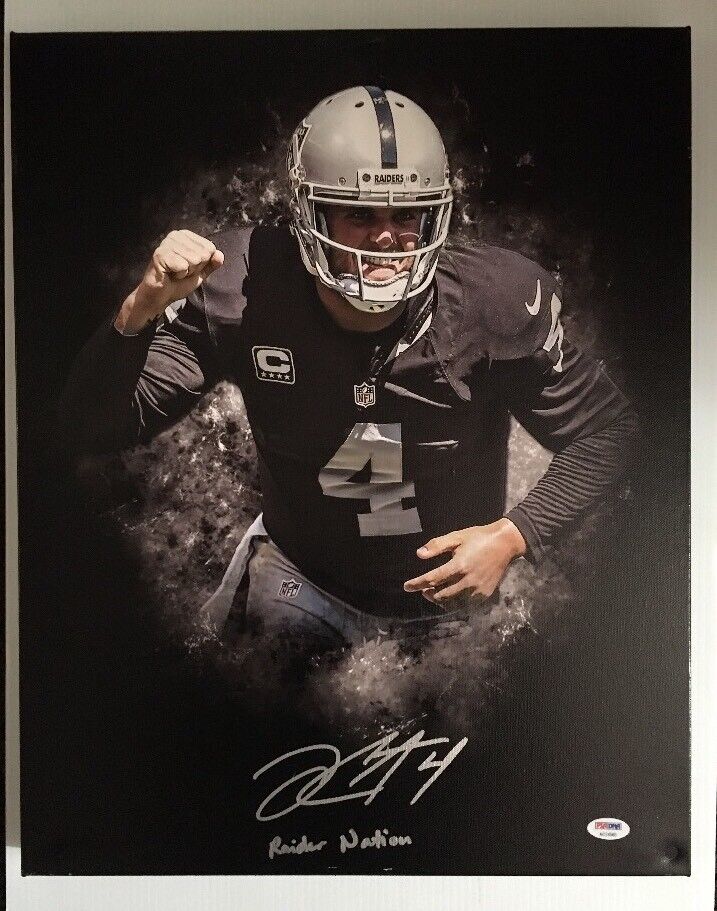 Derek Carr Autographed Signed Custom 16x20 Canvas Raider Nation