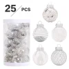 25PCS Silver White Serie Christmas Hanging Decor Balls