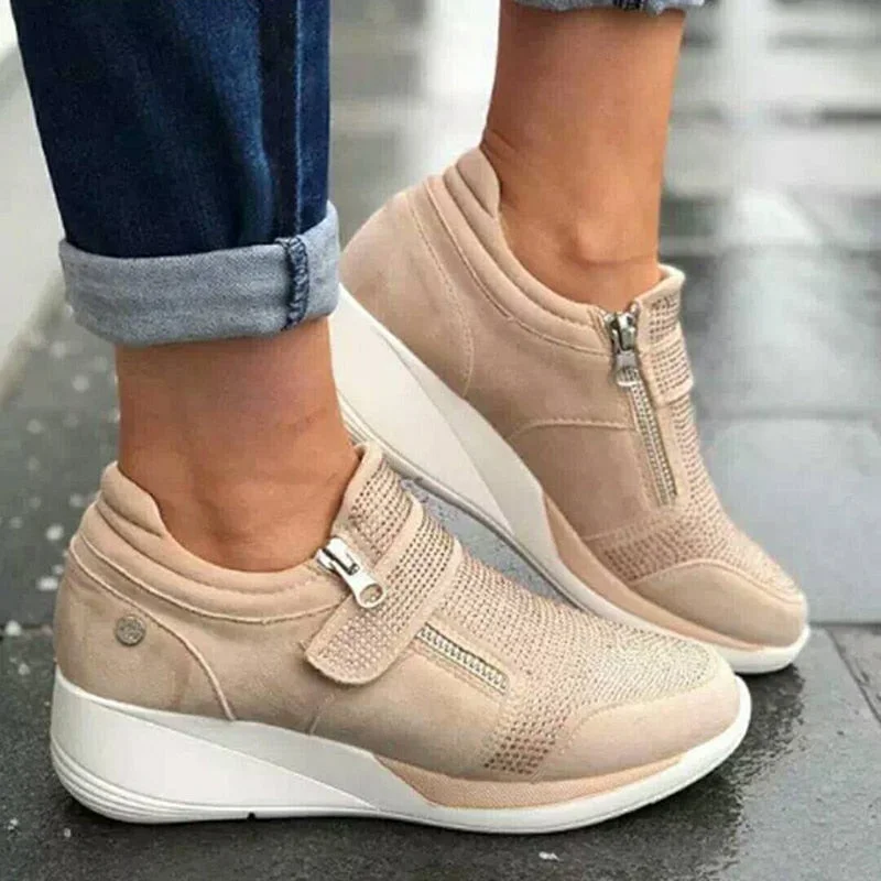 Christmas Gift Wedges Shoes Woman Sneakers Zipper Platform Trainers Women Shoes Casual Lace-Up Tenis Feminino Zapatos De Mujer Womens Sneakers