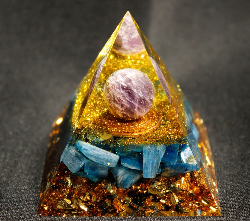 

Orgone Pyramid Chakra - Kyanite-Gold, 501 Original