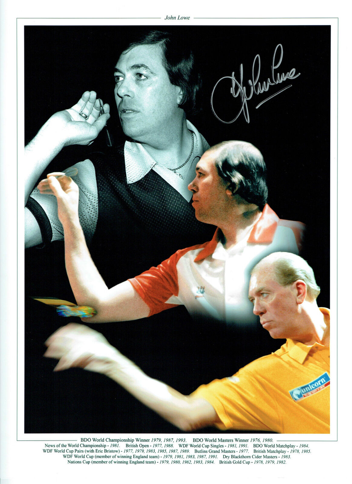 John LOWE Signed Autograph Darts 16x12 Montage Photo Poster painting AFTAL COA