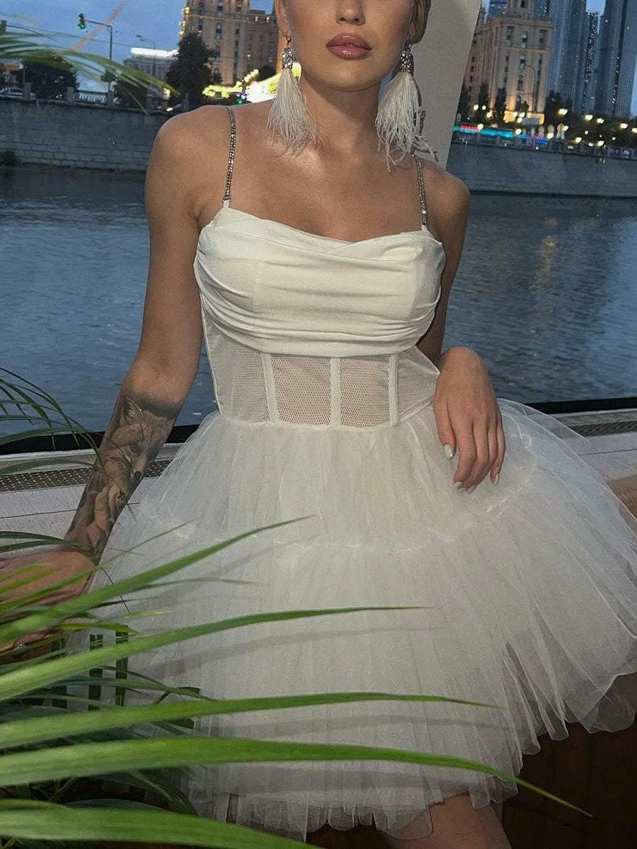 Elegant A-Line Tulle Mini Slip Dress
