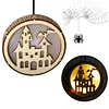 Lumi&egrave;re LED creuse ronde en bois d'Halloween