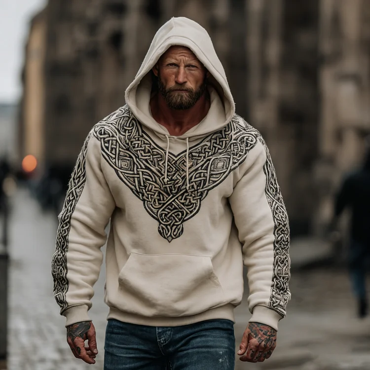 Men's Retro Viking Celtic Knot Graphic Hoodie