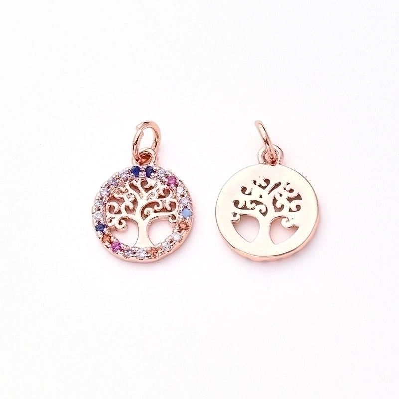 1 Piece 14x12mm Hole 3~3.9mm Copper Zircon Rose Gold Plated White Gold Plated Gold Plated Tree Life Tree Polished Pendant