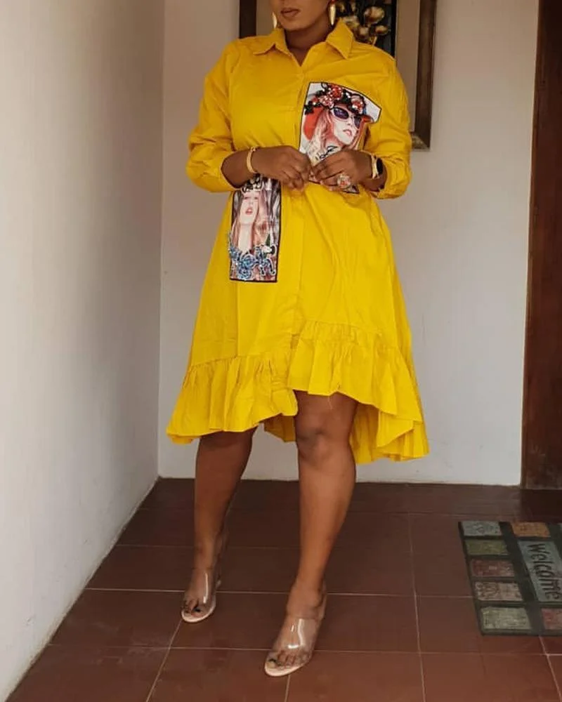 Trendy shirt dress with irregular hem