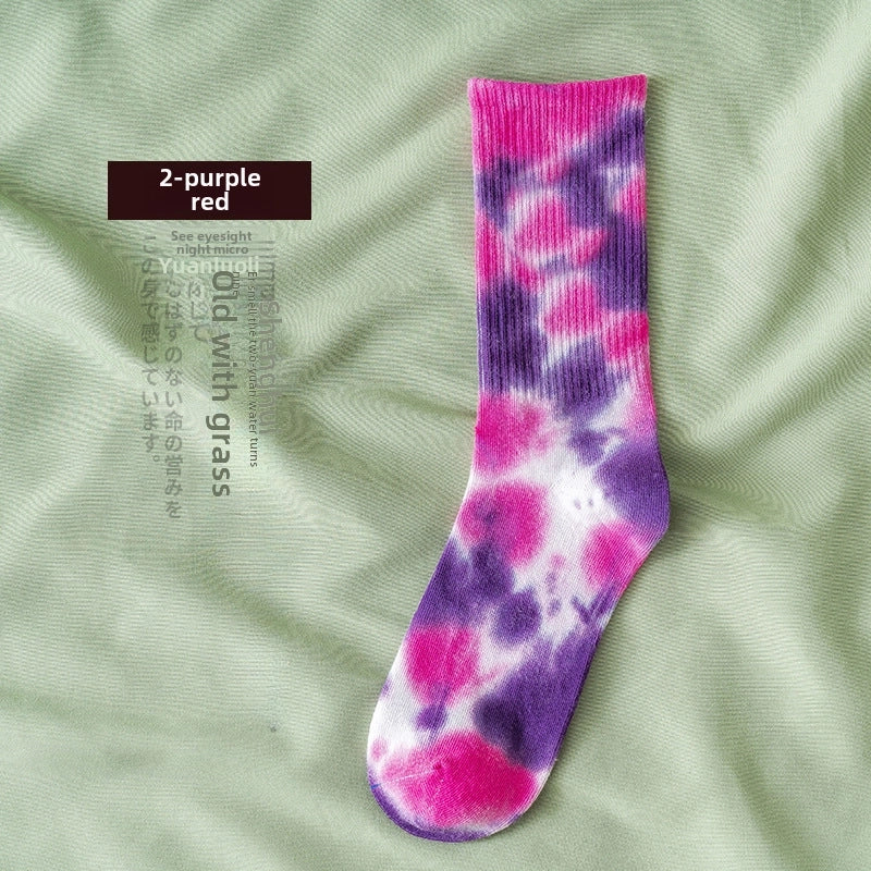 Tie-dyed Mid-tube Cotton Socks Street Trendy Socks Socks Women’s Gradient Fashion Sports Personality Tide