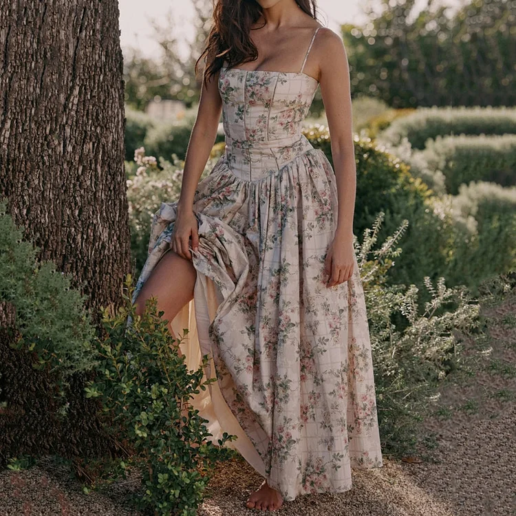 Sexy Slim Fit White Floral Midi Dress