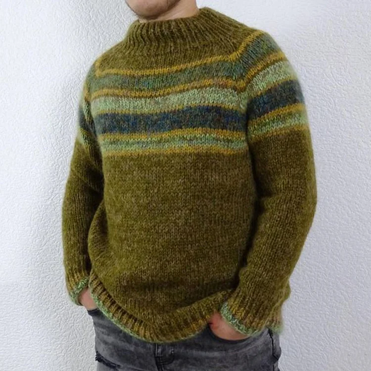 Comstylish Vintage Icelandic Knit Jacquard Crew Neck Sweater（Unisex）