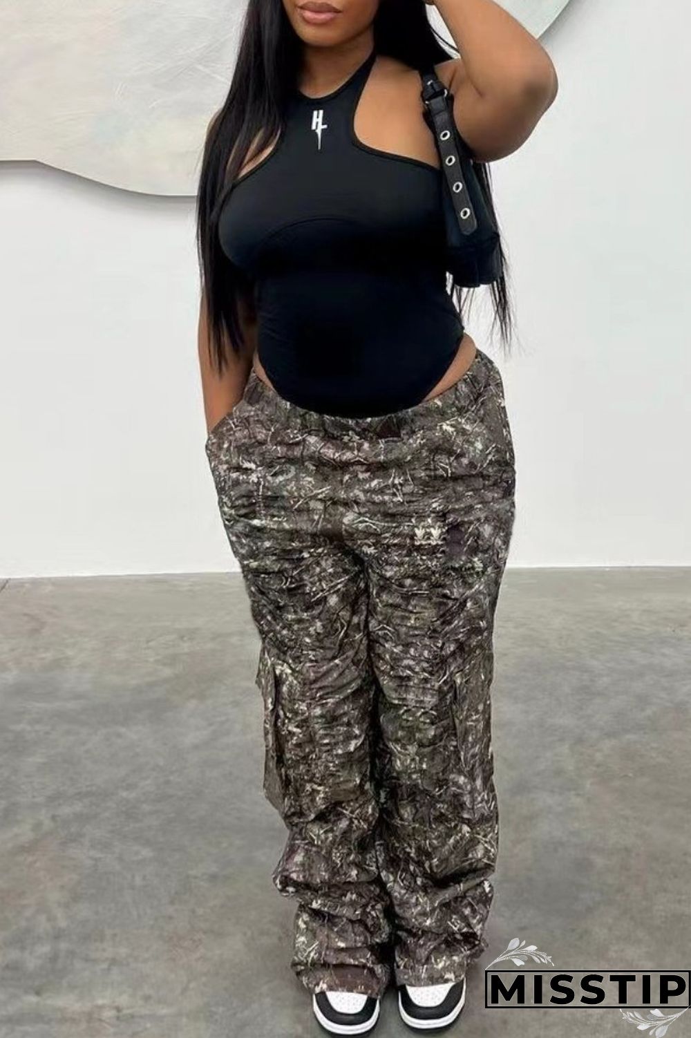 Multicolor Casual Print Patchwork Regular High Waist Conventional Full Print Trousers