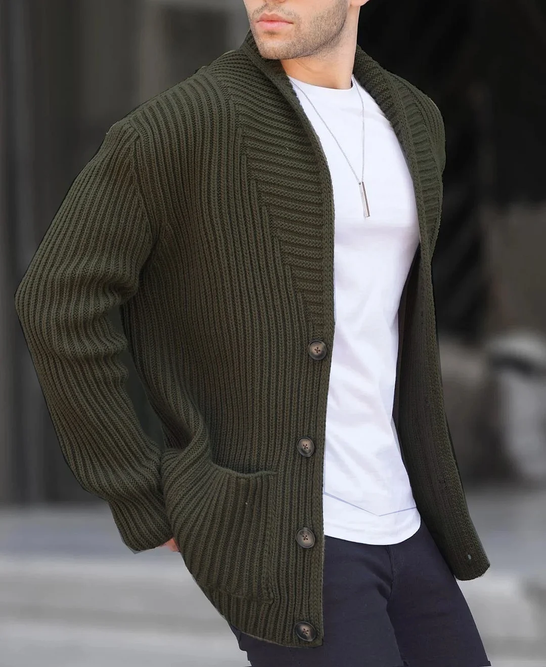 Wongn Wongn Men's New Cardigan Sweater Autumn And Winter Men's Long Sleeve Knit Sweater Men's Coat