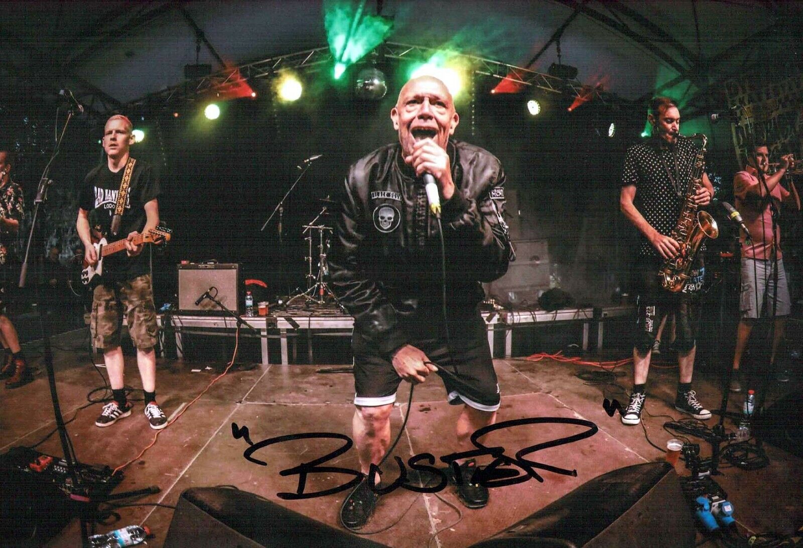 Buster BLOODVESSEL Bad Manners Singer SIGNED Autograph 12x8 Photo Poster painting 6 AFTAL COA