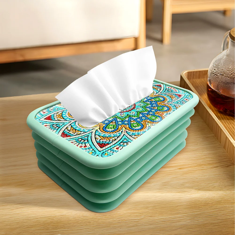 DIY Acrylic Mandala Flower Diamond Painting Paper Towel Dispenser Decor for Beginners