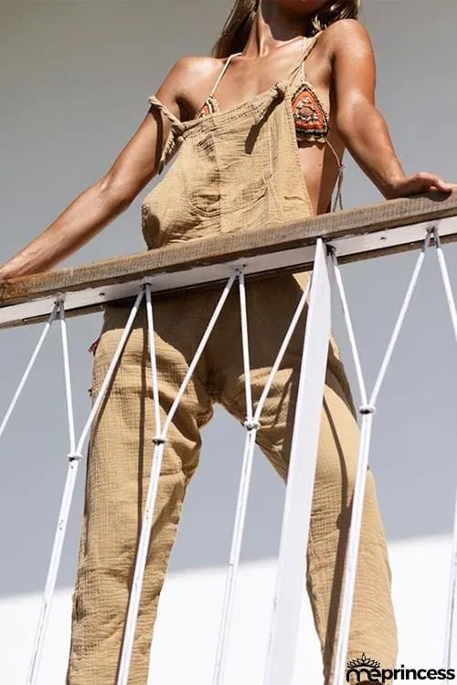 Adjustable Straps Pockets Loose Overalls