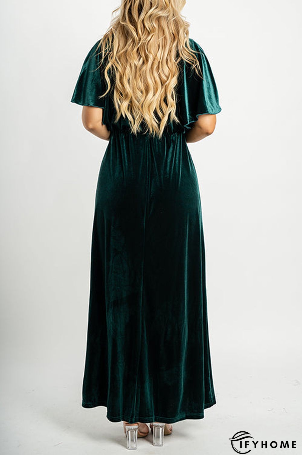 Velvet Wlastic Waist Slit Maxi Dress | IFYHOME