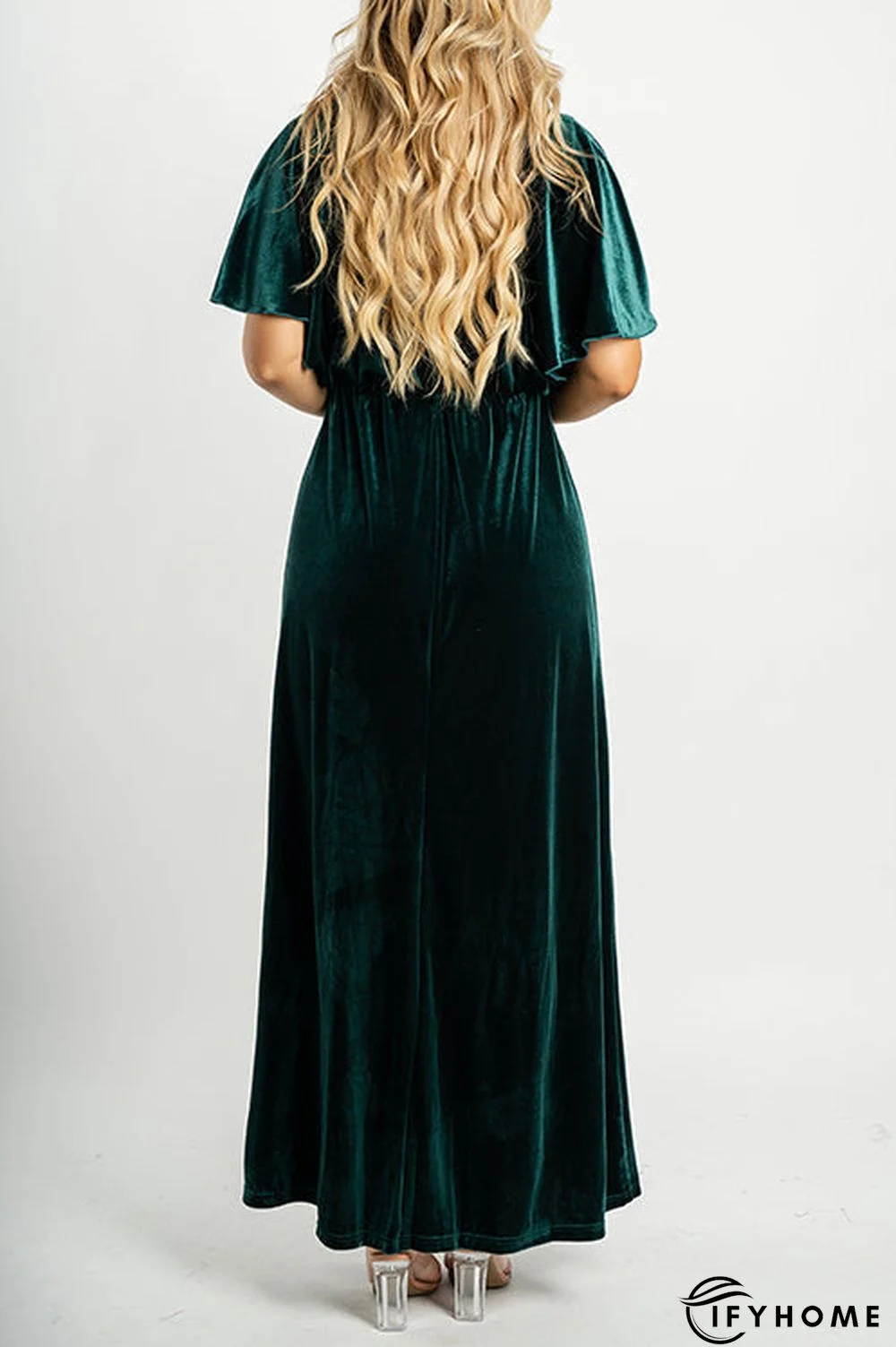 Velvet Wlastic Waist Slit Maxi Dress | IFYHOME