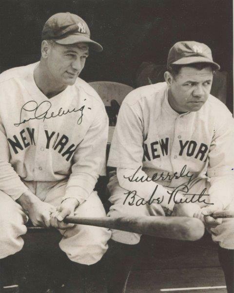 REPRINT - LOU GEHRIG - BABE RUTH New YorkYankees Legends 8 x 10 Photo Poster painting RP