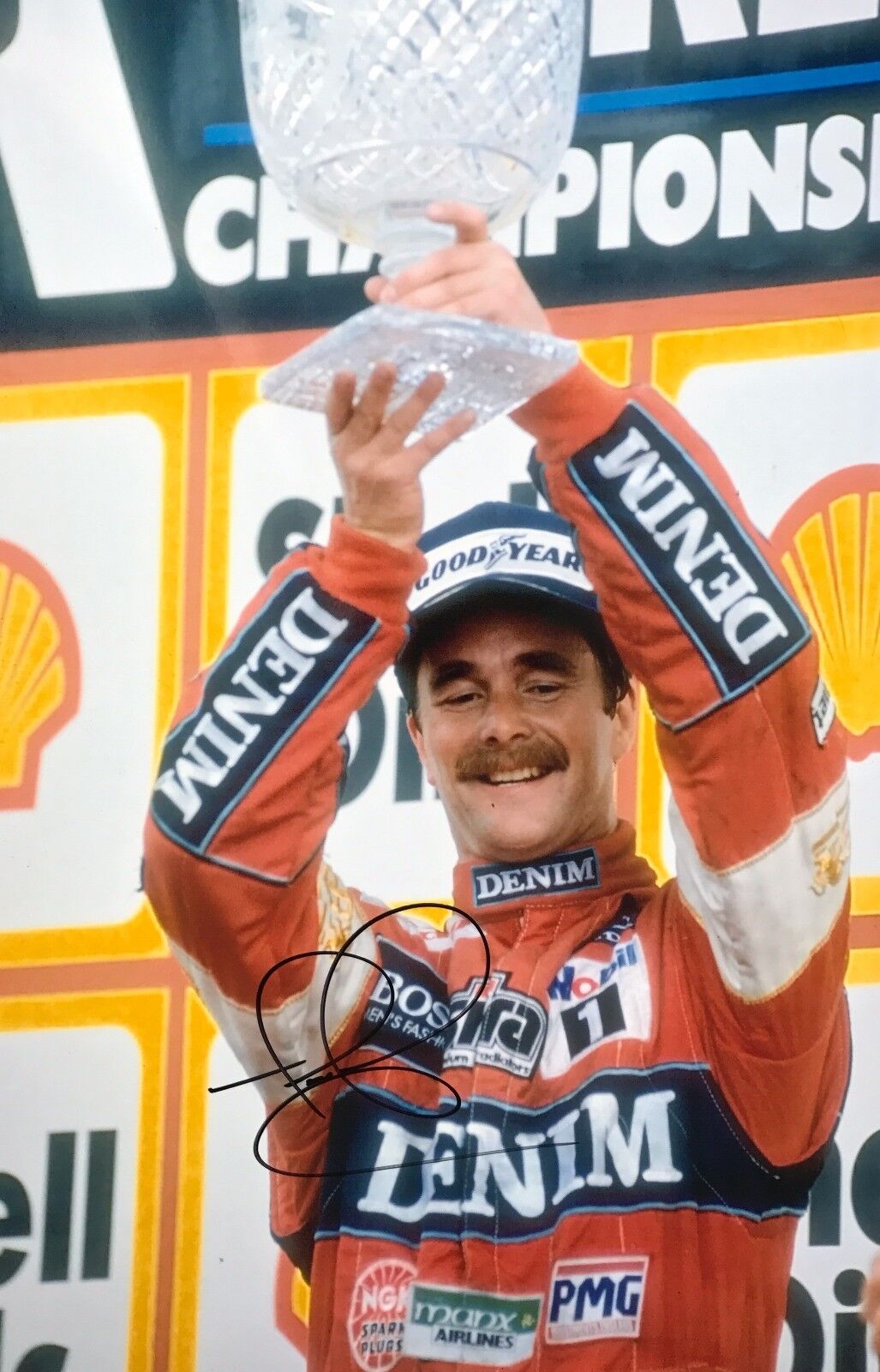 Nigel Mansell Hand Signed 18x12 Photo Poster painting F1 Podium 1.