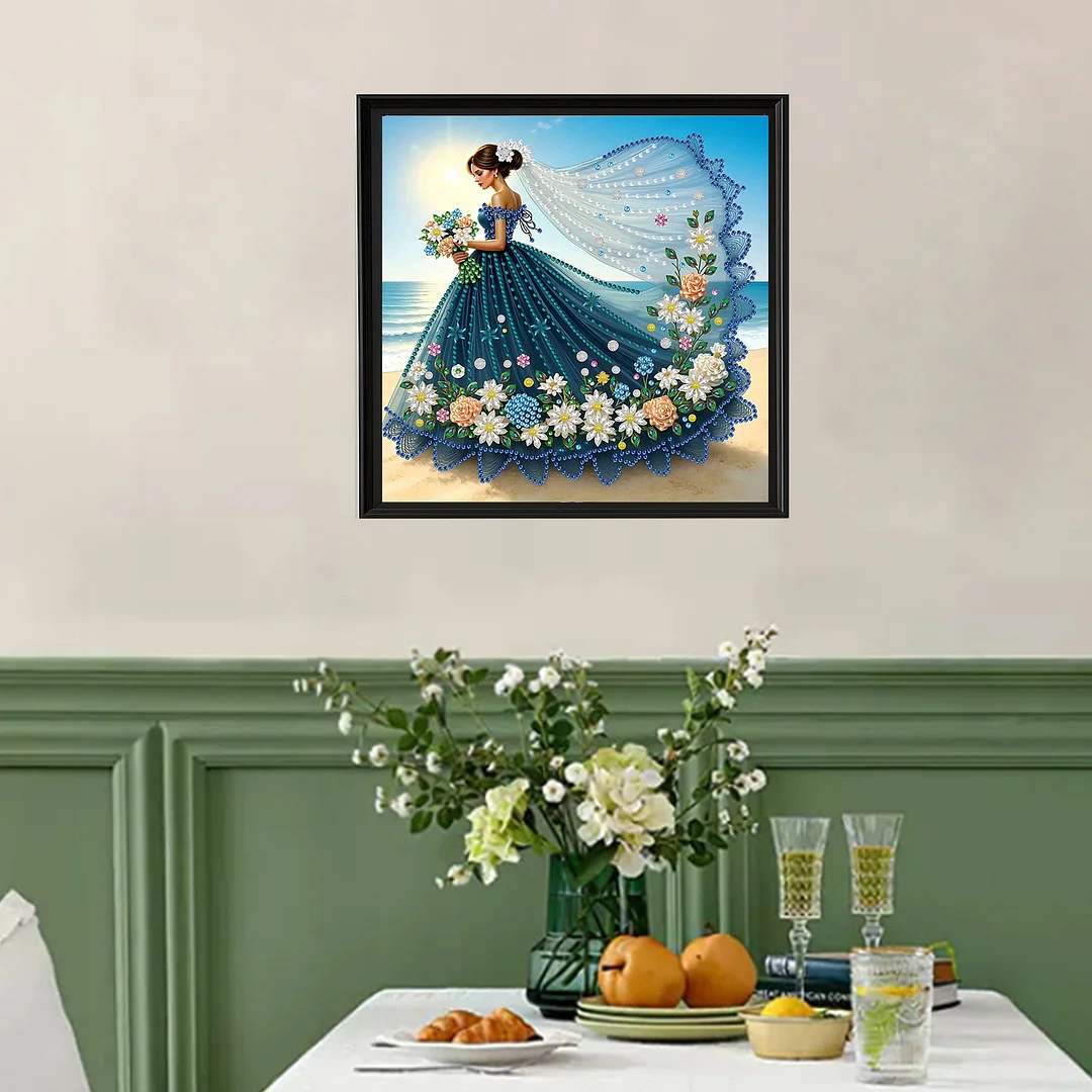 Diamond Painting - Partial Special Shaped Drill - Ocean Floral Gown(Canvas|30x30cm)