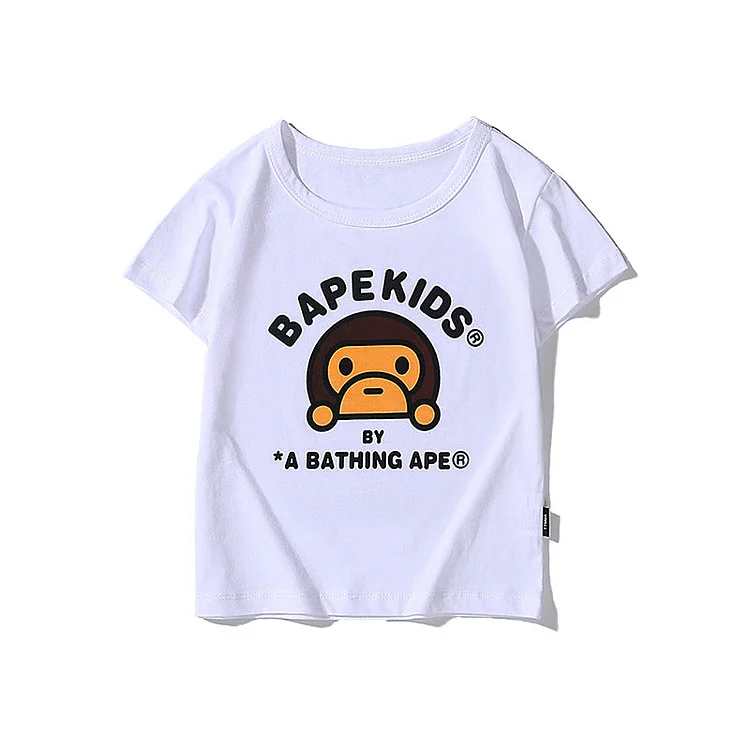 A Ape Print Baby Milo for Kids Shirt Cartoon Monkey Printing Boys and Girls Cotton Short Sleeve T-shirt