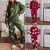 Women's Christmas Sequin Long Sleeve Top and Elastic Waistband Tie Pocket Pants Set