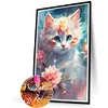 [Stock limit&eacute; - Peinture diamant](Grande Taille) Chaton sous les fleurs volantes-plein rond diamant peinture-40 * 60cm
