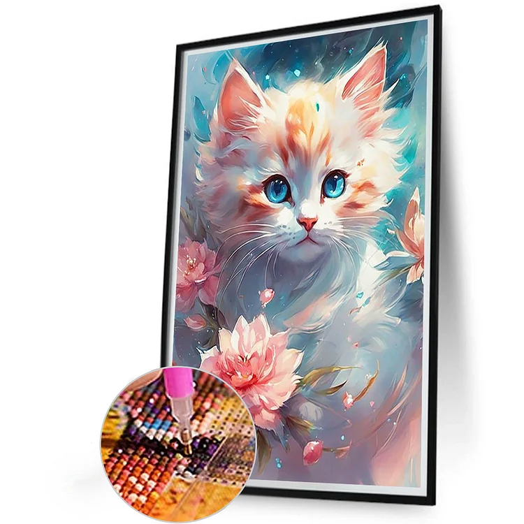 Full Round Drill Diamond Painting -Stained Glass Three Cats - 30*60cm