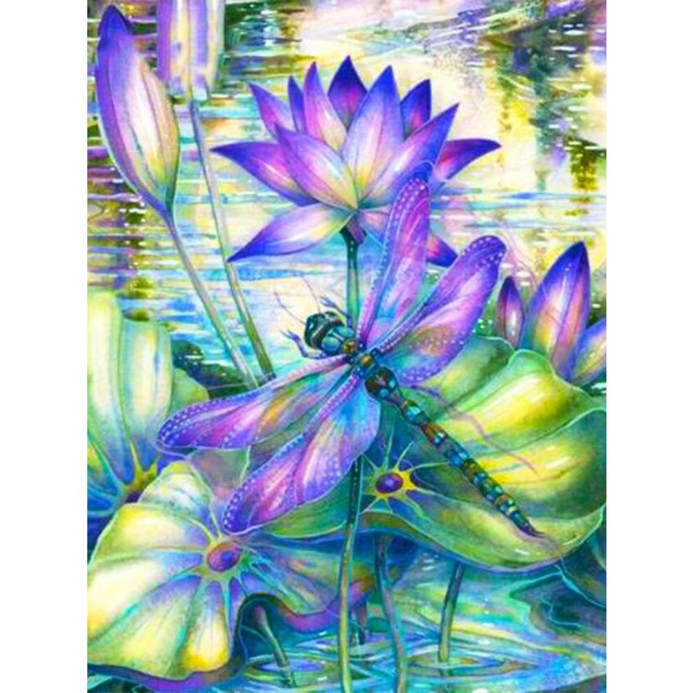 Lotus Pond Dragonfly - Full Round - Diamond Painting(30*40cm)