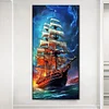 Diamond Painting-DIY Full Round Drill Large Sailboat(80*40 CM)