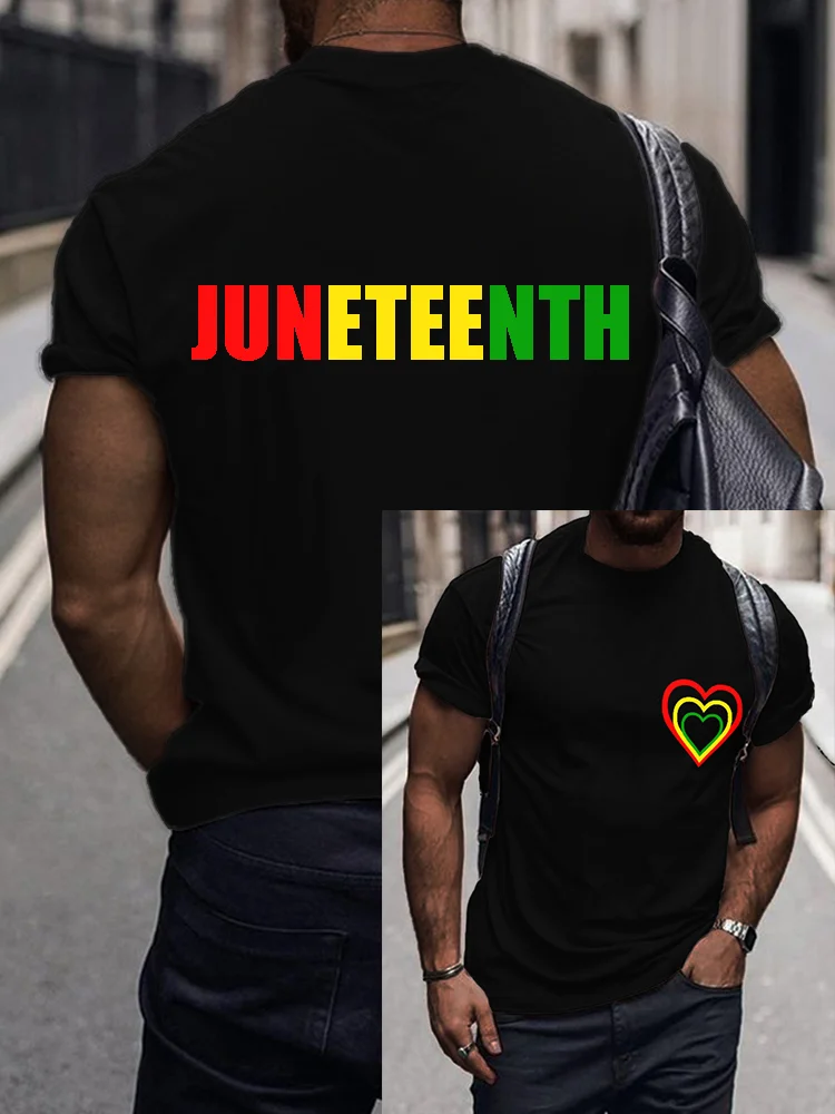 Comstylish Men's Juneteenth Rasta Heart Graphic T Shirt