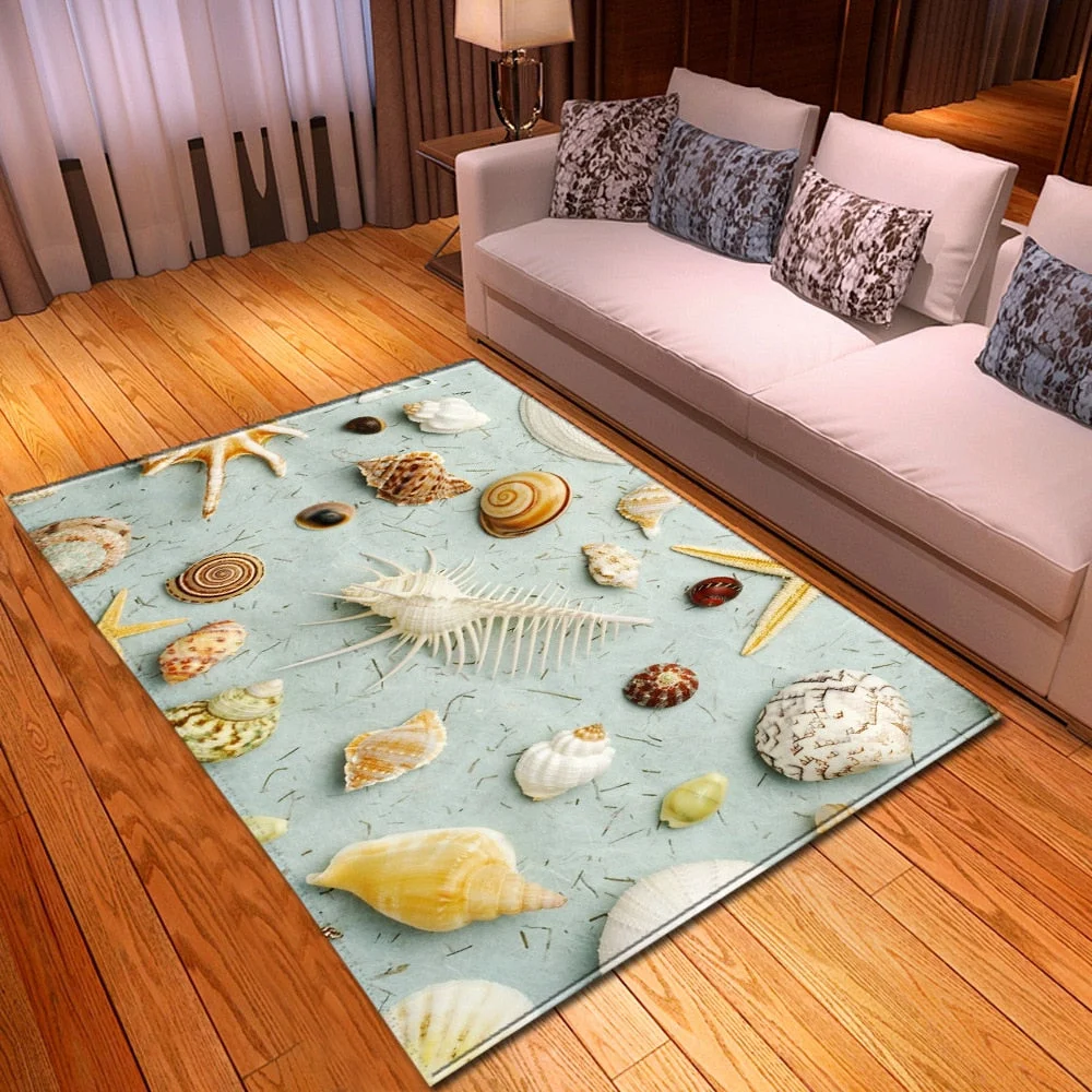 Living Room Sofa Carpet Home Bedroom Children's Decor Floor Rugs Seaside Pattern Coffee Table Hallway Balcony Kids Bedside Mat