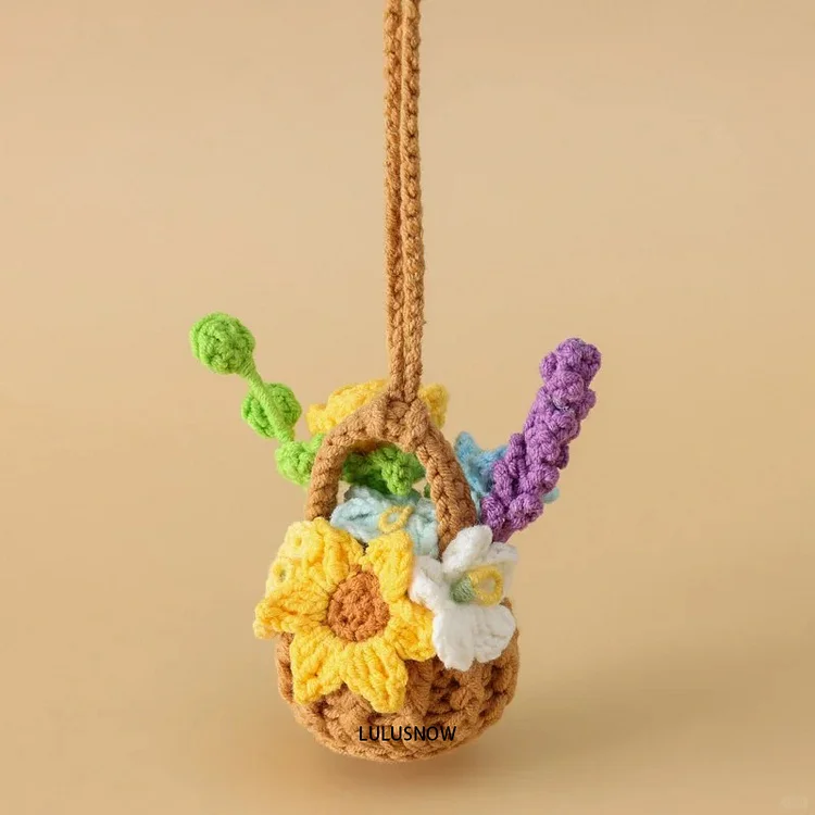 Lulusnow Handmade Sunflower Flower Pot Car Gift/Plant Lover Gift Car Hanging Decoration