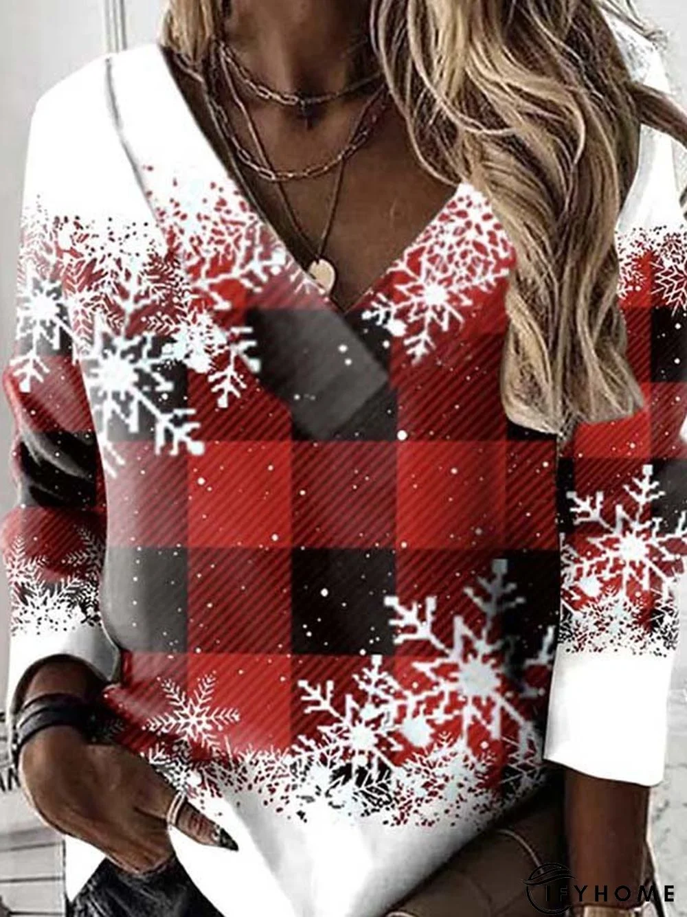 V Neck Casual Loose Sweatshirt | IFYHOME