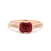14K Rose Gold 1ct Elongated Cushion Pigeon Blood Lab Ruby Half Bezel Solitaire Ring