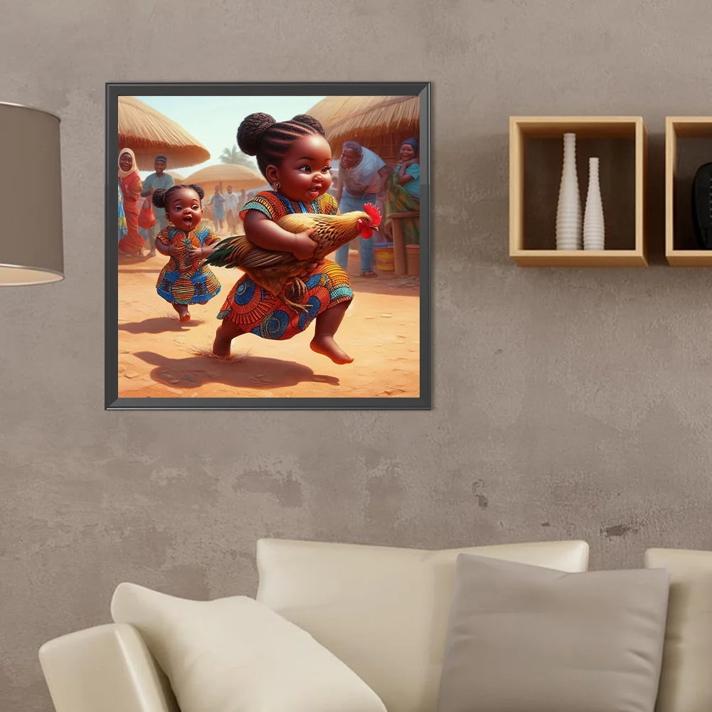 Diamond Painting - Full Round Drill - Black Child(Canvas|40*40cm)