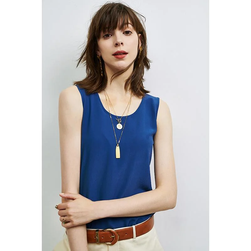 T-shirt en soie sans manches chic- SOIE PLUS