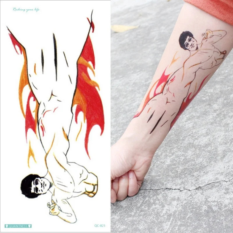 Waterproof Temporary Tattoo Sticker Rose Flowers Leave Flash Tattoos Body Art Arm Fake Sleeve Tatoo Black Women Girls Wrist