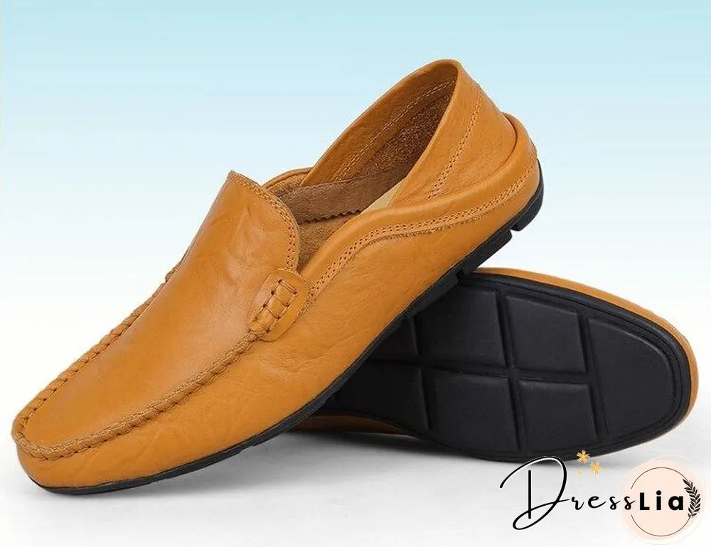 slip on casual men loafers mens moccasins shoes genuine leather men's flats shoes